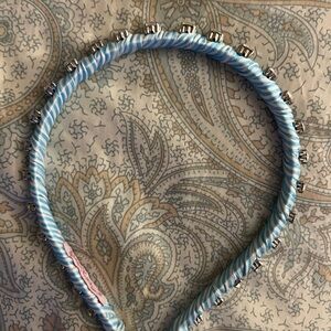 Lilly Pulitzer Blue and White Striped Headband with Silver Rhinestones